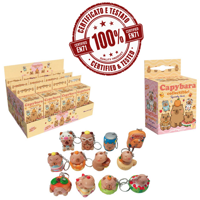CAPIBARA Portachiavi Squishy 6cm In Blind Box In espo da 24pz 12ass…x24…x480